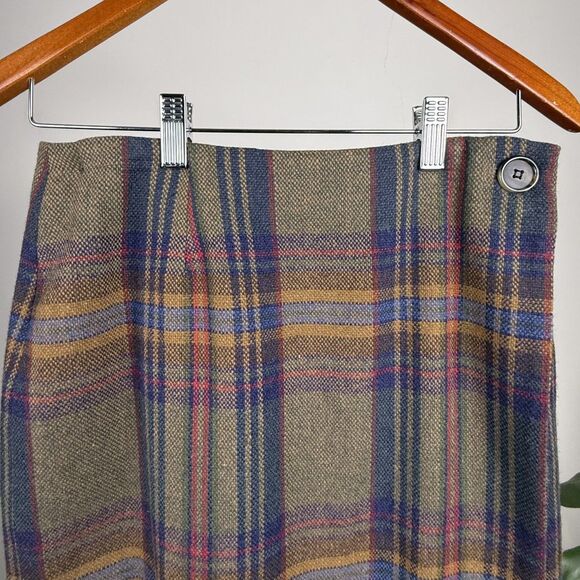 Vintage Wool Plaid Wrap Skirt | Tartan Winter Midi Skirt, USA Made - Picture 2 of 11